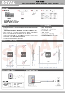 AR-PB5 Stainless Steel Push Button Manual(圖)